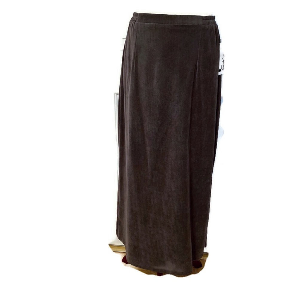 KD SPRING SKIRT NEW MAXI LODEN GREEN CHEVRON STRAIGHT DARK ACADEMIA SIZE L